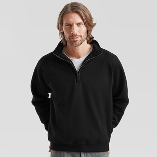 Fruit of the Loom Premium Zip Neck Sweat - black