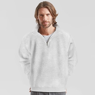 Fruit of the Loom Premium Zip Neck Sweat - heather grey
