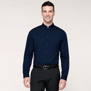 Kariban Men´s Mandarin Collar Shirt - navy
