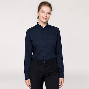 Kariban Ladies´ Mandarin Collar Shirt - navy