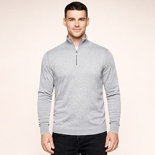 Kariban Men´s Zip Neck Jumper - grey melange