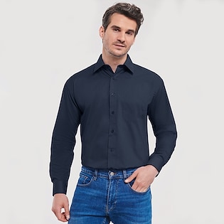Russell Men´s Long Sleeve Polycotton Poplin Shirt 934M - french navy